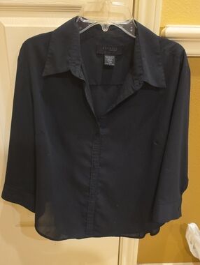 Express Black Semi-Sheer Button-Front Shirt